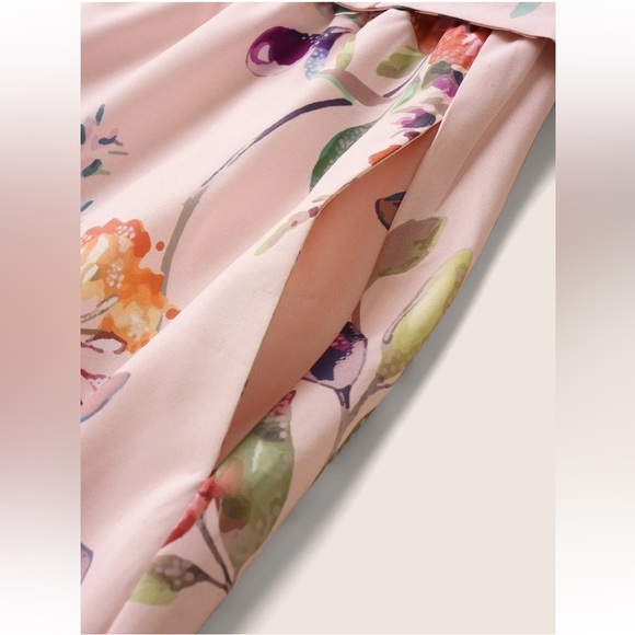 BloomChic Plus Size Citrus Fruit Print Halter Belted Gathered Dress - Picture 6 of 8